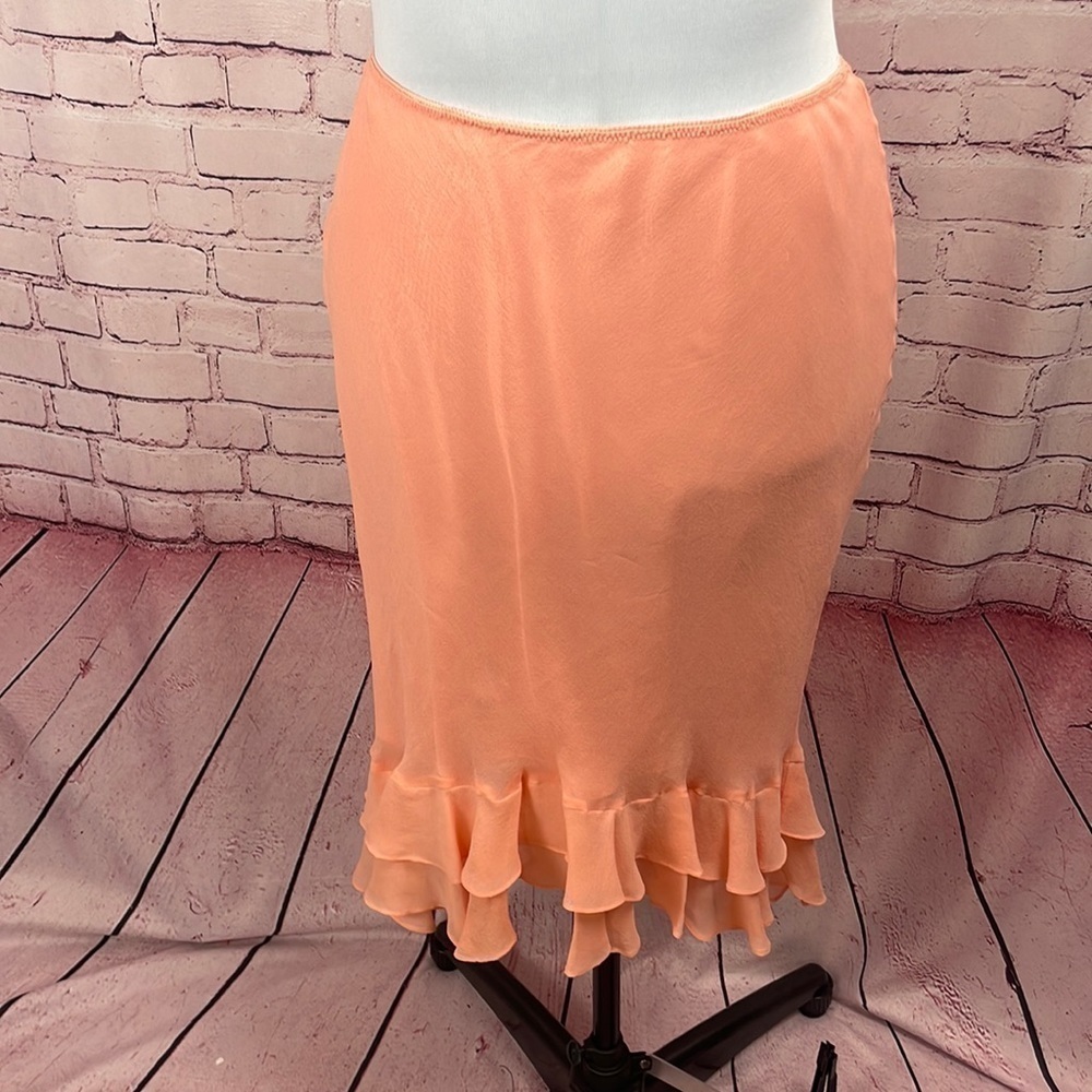 Casual Corner 100% Silk Fully Lined Peach Skirt - Size 12